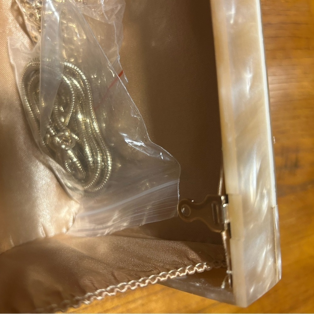 Vintage Cream & Pink Lucite Box Marbleized Crossbody - Picture 12 of 16